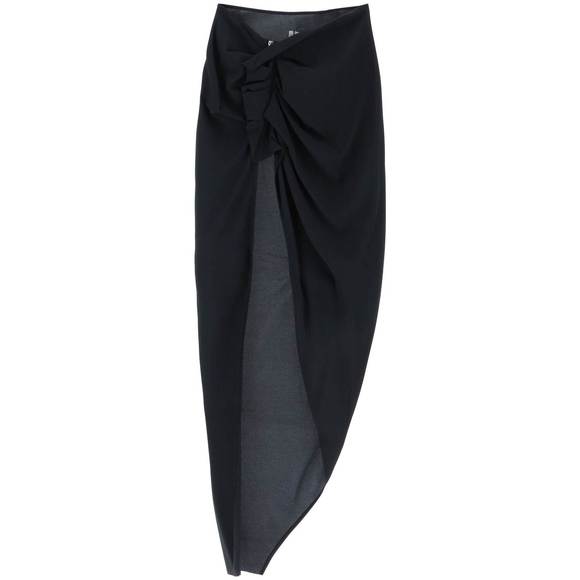 Rick owens draped skirt with slit and train